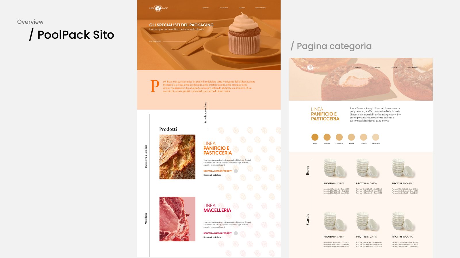 Pool Pack, proposta di sito web: home e pagina categoria